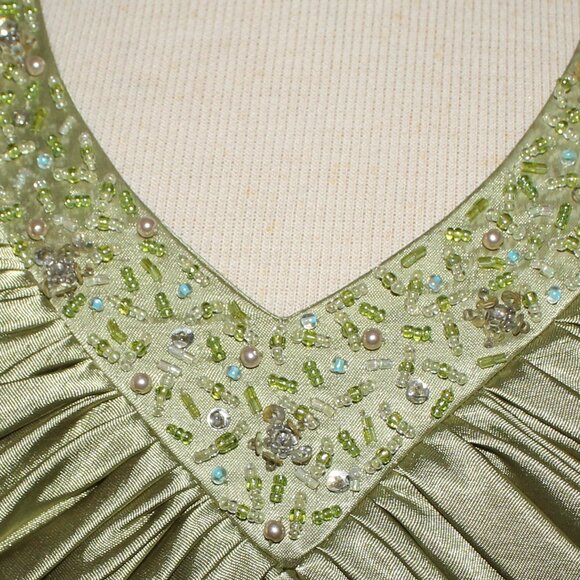 NWOT Poly USA #5578 Satin Formal Evening or Prom Gown-Size 2X-OLIVE GREEN - Picture 6 of 6